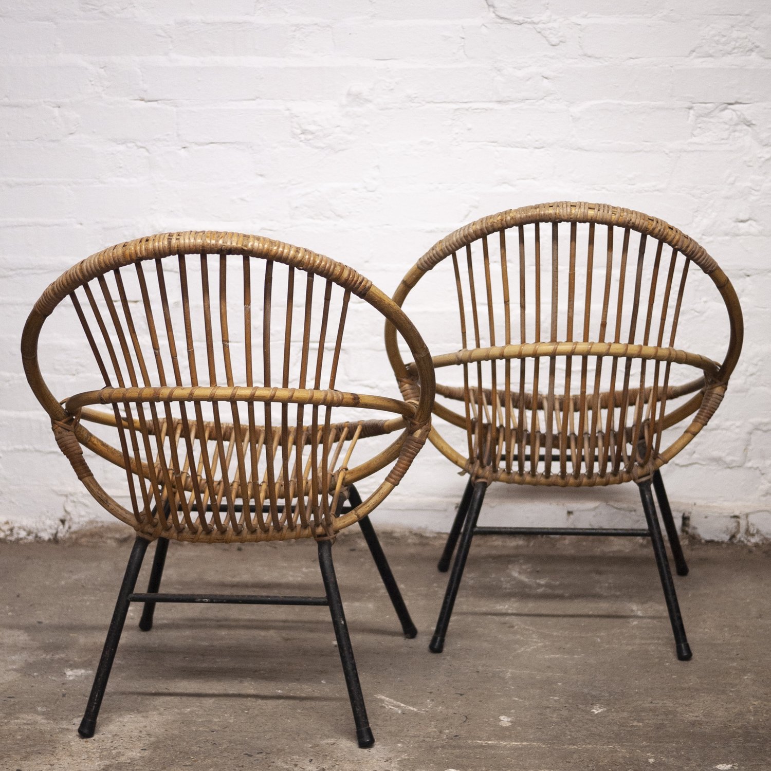 Mid-Century Bamboo & Metal Chair By Rohe Noordwolde, 1960s, Set of 2