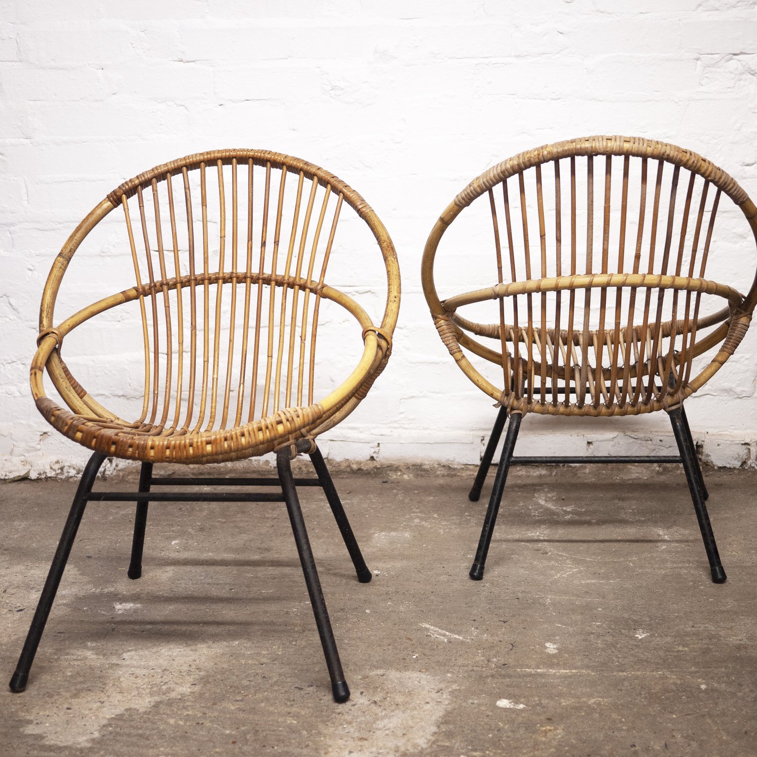 Mid-Century Bamboo & Metal Chair By Rohe Noordwolde, 1960s, Set of 2