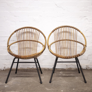 Mid-Century Bamboo & Metal Chair By Rohe Noordwolde, 1960s, Set of 2
