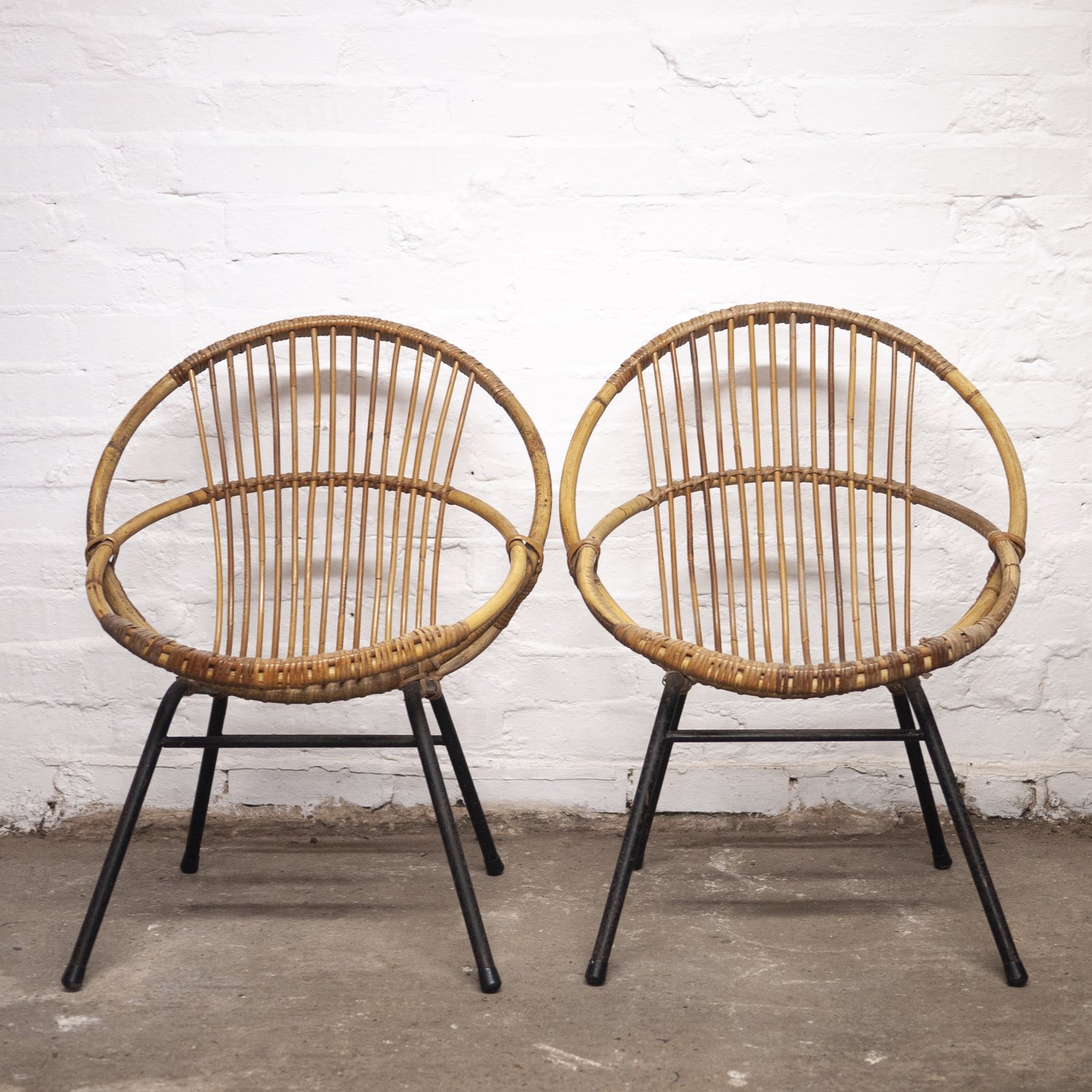 Mid-Century Bamboo & Metal Chair By Rohe Noordwolde, 1960s, Set of 2