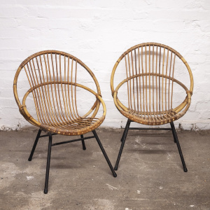Mid-Century Bamboo & Metal Chair By Rohe Noordwolde, 1960s, Set of 2
