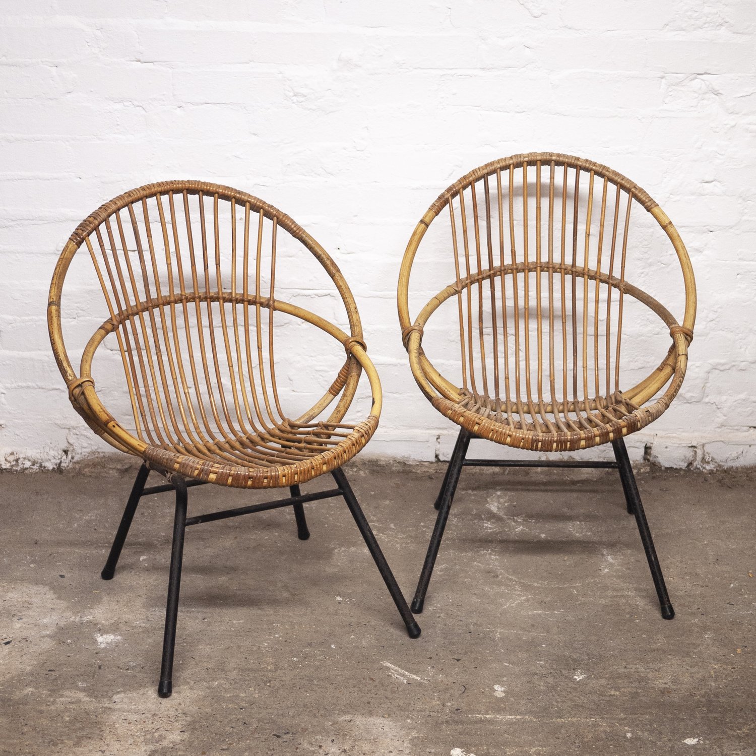 Mid-Century Bamboo & Metal Chair By Rohe Noordwolde, 1960s, Set of 2