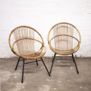 Mid-Century Bamboo & Metal Chair By Rohe Noordwolde, 1960s, Set of 2