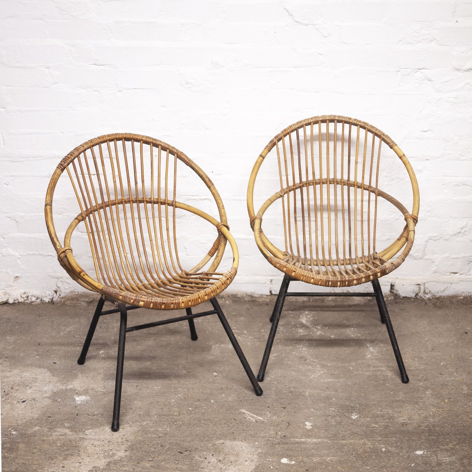 Mid-Century Bamboo & Metal Chair By Rohe Noordwolde, 1960s, Set of 2