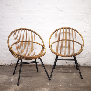 Mid-Century Bamboo & Metal Chair By Rohe Noordwolde, 1960s, Set of 2