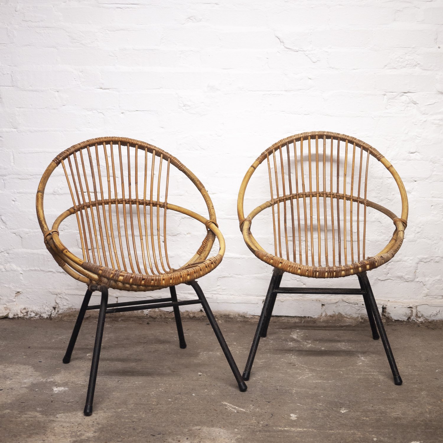 Mid-Century Bamboo & Metal Chair By Rohe Noordwolde, 1960s, Set of 2