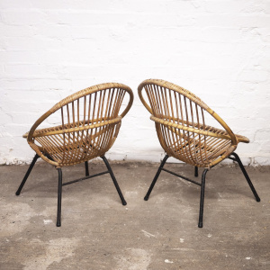 Mid-Century Bamboo & Metal Chair By Rohe Noordwolde, 1960s, Set of 2