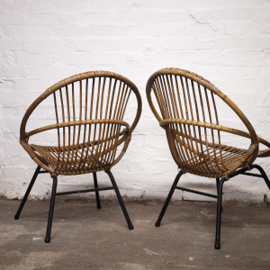 Mid-Century Bamboo & Metal Chair By Rohe Noordwolde, 1960s, Set of 2