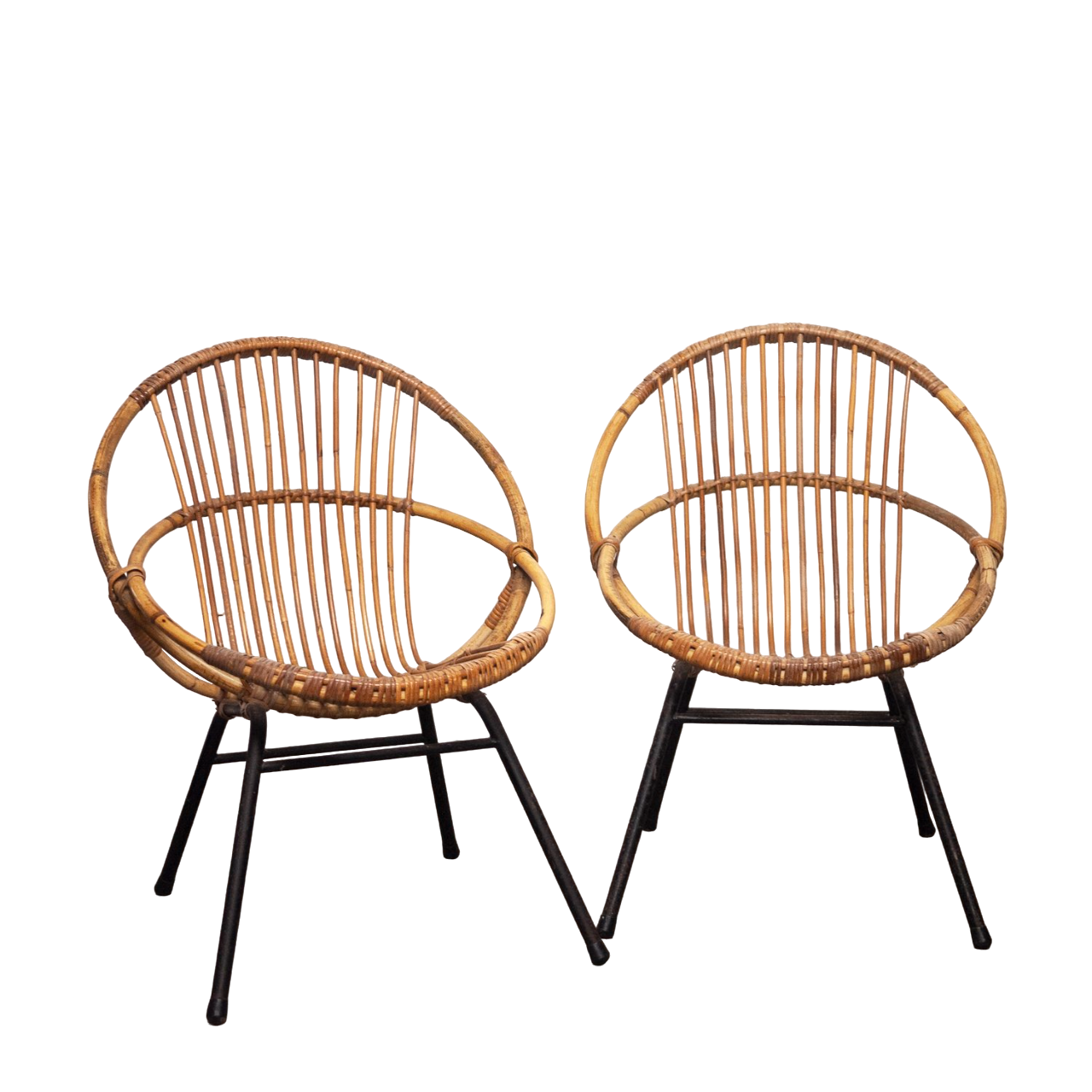 Mid-Century Bamboo & Metal Chair By Rohe Noordwolde, 1960s, Set of 2