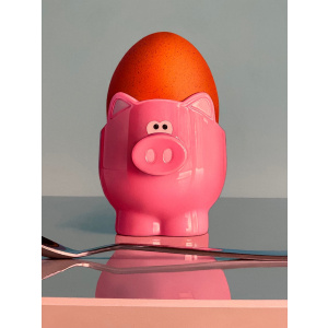 Pink Pig Egg Cup Still Life By Artist Christopher Green
