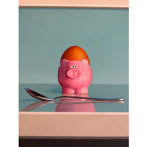 Pink Pig Egg Cup Still Life By Artist Christopher Green