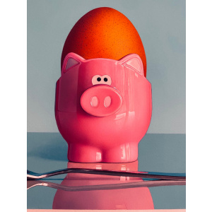 Pink Pig Egg Cup Still Life By Artist Christopher Green