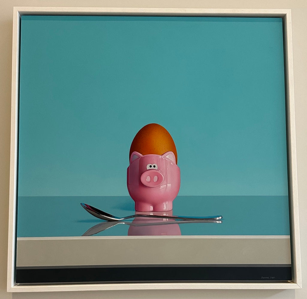 Pink Pig Egg Cup Still Life By Artist Christopher Green