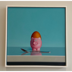 Pink Pig Egg Cup Still Life By Artist Christopher Green