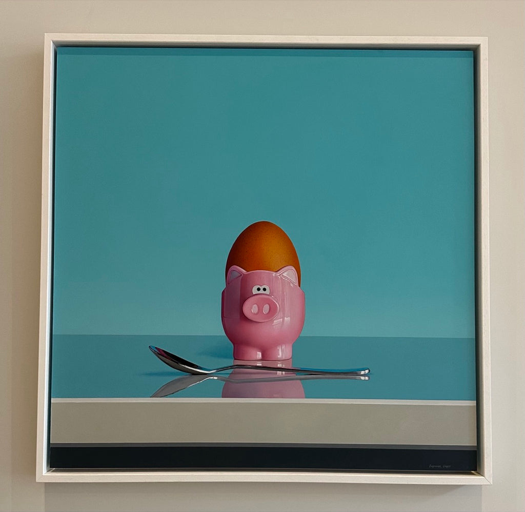 Pink Pig Egg Cup Still Life By Artist Christopher Green