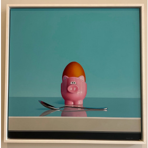 Pink Pig Egg Cup Still Life By Artist Christopher Green