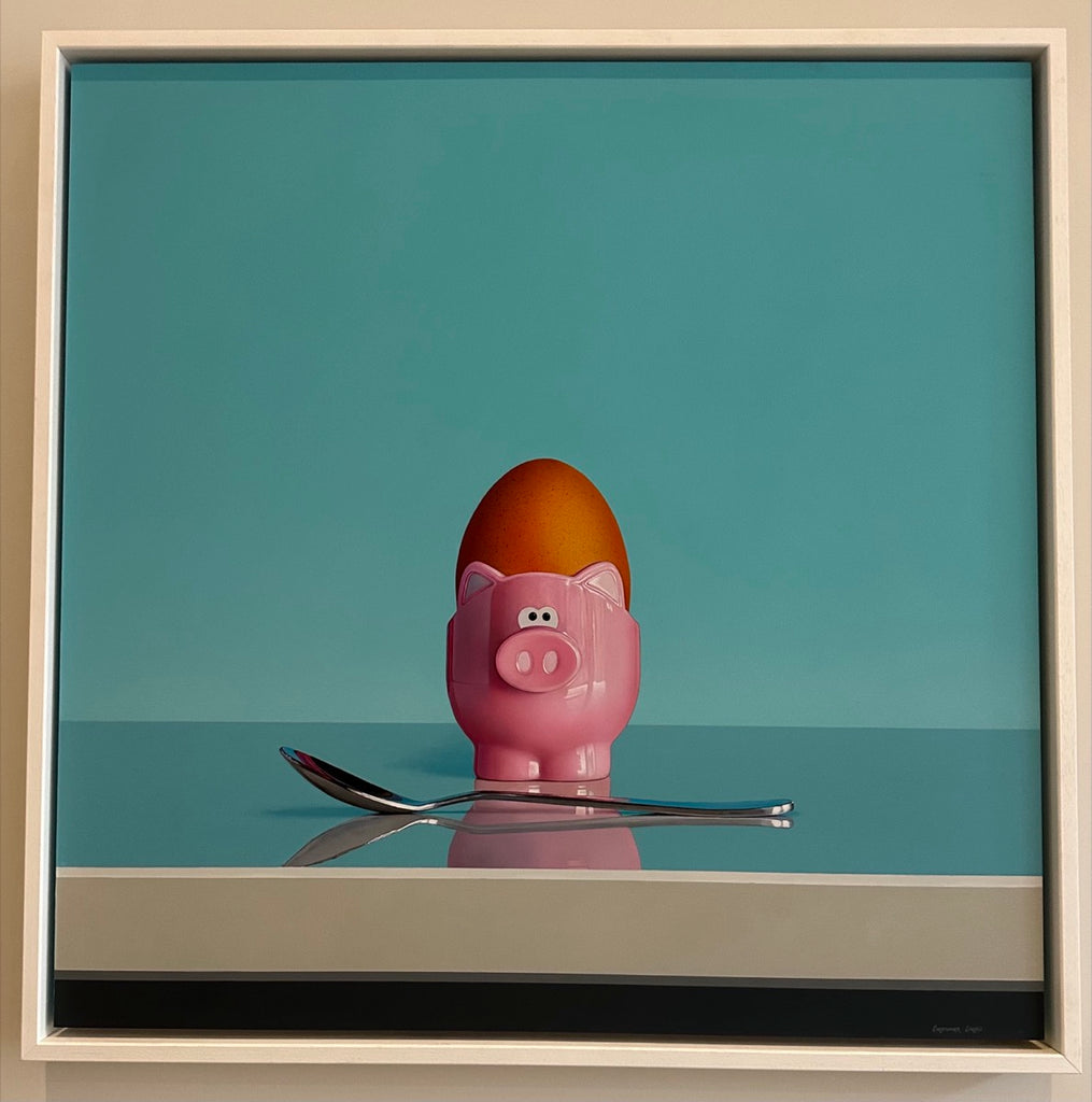 Pink Pig Egg Cup Still Life By Artist Christopher Green