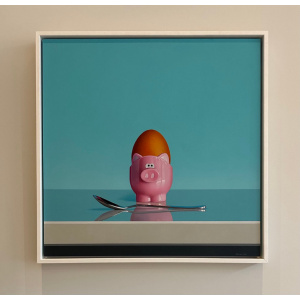 Pink Pig Egg Cup Still Life By Artist Christopher Green