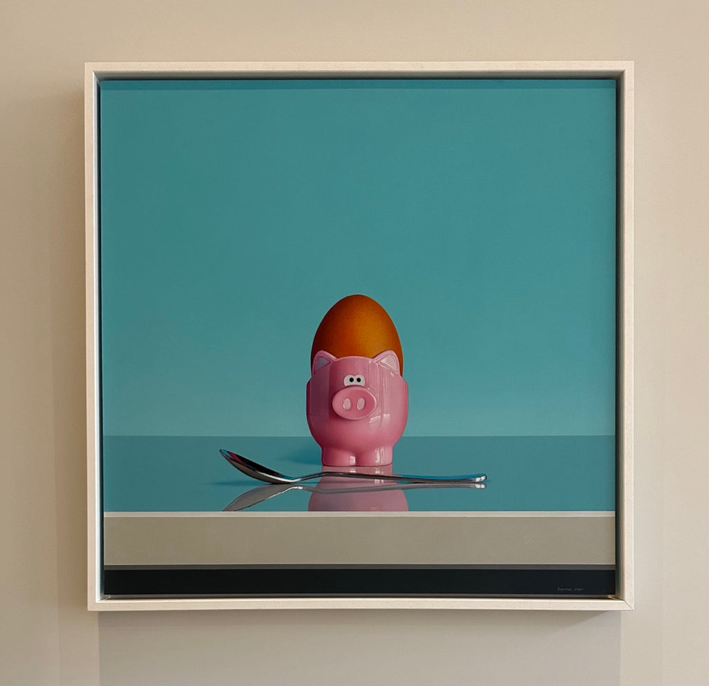 Pink Pig Egg Cup Still Life By Artist Christopher Green