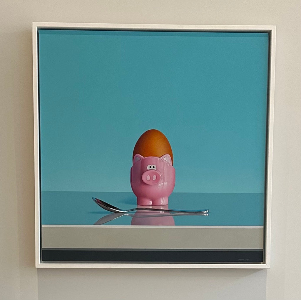 Pink Pig Egg Cup Still Life By Artist Christopher Green