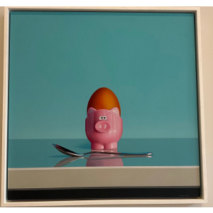 Pink Pig Egg Cup Still Life By Artist Christopher Green