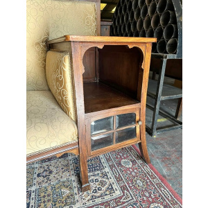 Walnut framed vintage gold upholstered settee, circa 1920