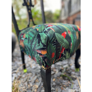 Victorian nursing chair reupholstered in Amazon jungle printed velvet and detailed with 18ct gold leaf