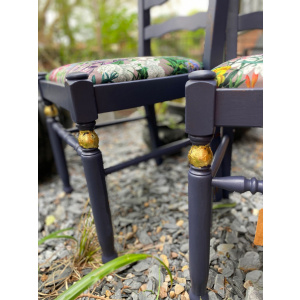Lavender indoor mid century ladder back floral garden print chairs (pair)
