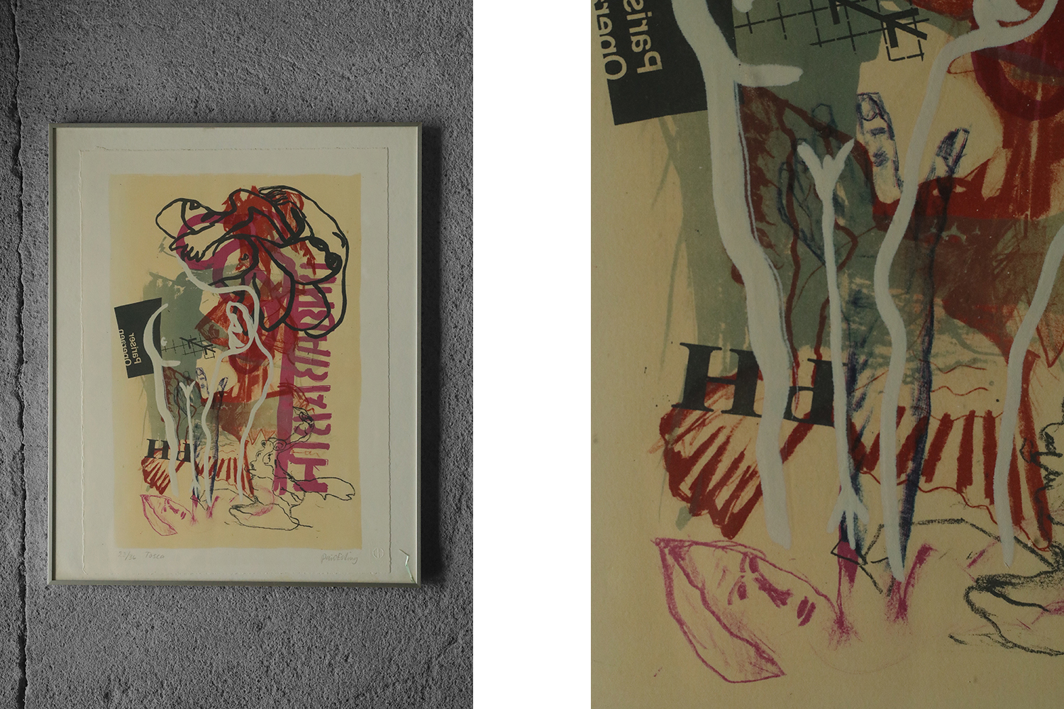 Poul Esting, Tosca, Color Lithograph, Framed
