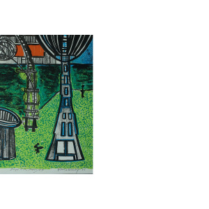 Paul Holsby, House of Science, 1978, Color Lithograph, Framed