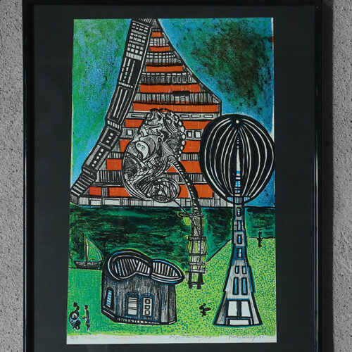 Paul Holsby, House of Science, 1978, Color Lithograph, Framed