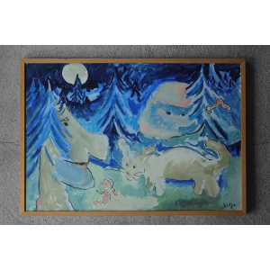 Lennart Lilja, Sagomöte, Oil on Board, Framed