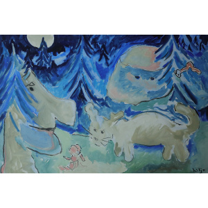 Lennart Lilja, Sagomöte, Oil on Board, Framed