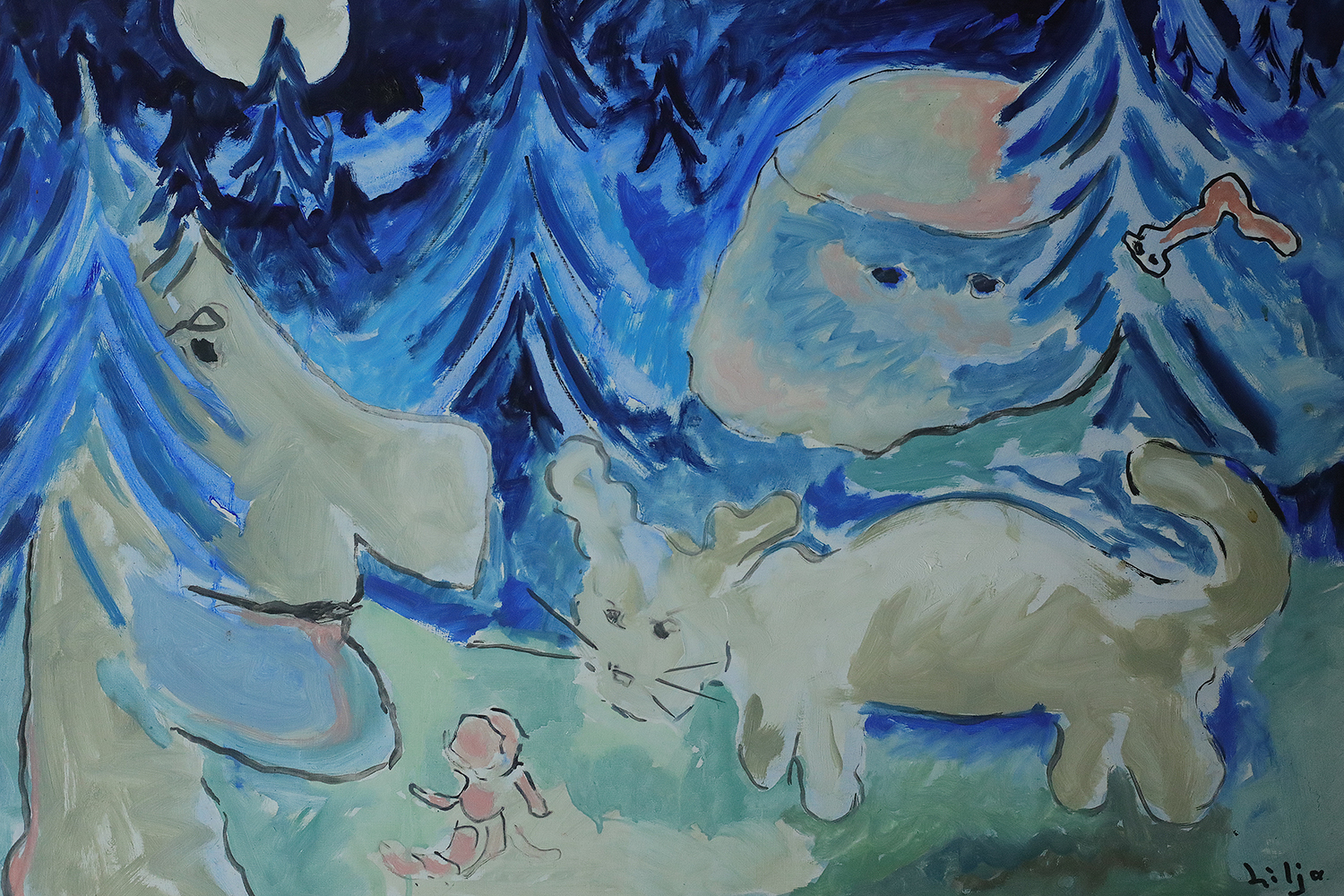 Lennart Lilja, Sagomöte, Oil on Board, Framed