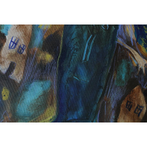Annemette Lichtenberg, Blå, Brun M/Huse, 1993, Acrylic on Canvas, Framed