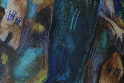 Annemette Lichtenberg, Blå, Brun M/Huse, 1993, Acrylic on Canvas, Framed - Image 4