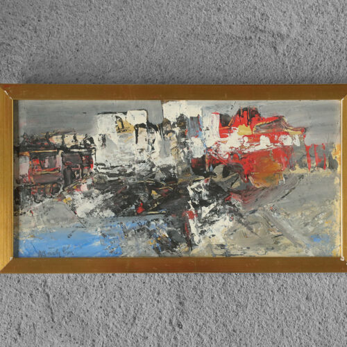 Nils Böcklin, Composition, Oil on Board, 1960s, Framed