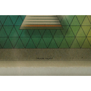 Holger Bäckström & Bo Ljungberg, Green Indian game, Computer ink plot, 1985, Framed