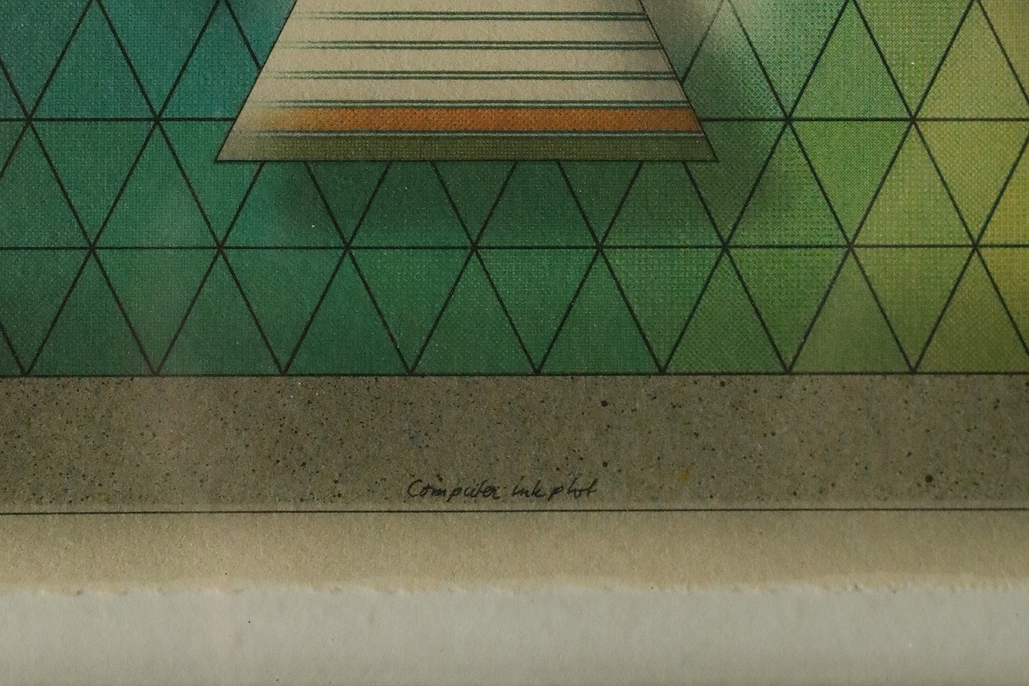 Holger Bäckström & Bo Ljungberg, Green Indian game, Computer ink plot, 1985, Framed