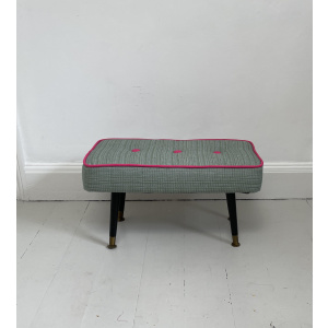 Elegant 1950s Padded footstool Re-upholstered