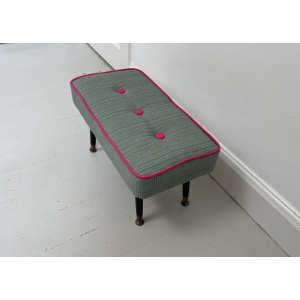 Elegant 1950s Padded footstool Re-upholstered