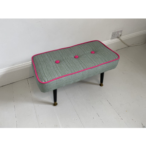 Elegant 1950s Padded footstool Re-upholstered