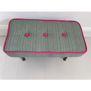 Elegant 1950s Padded footstool Re-upholstered