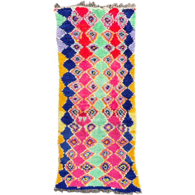 1970s Moroccan Boucherouite Berber Rug
