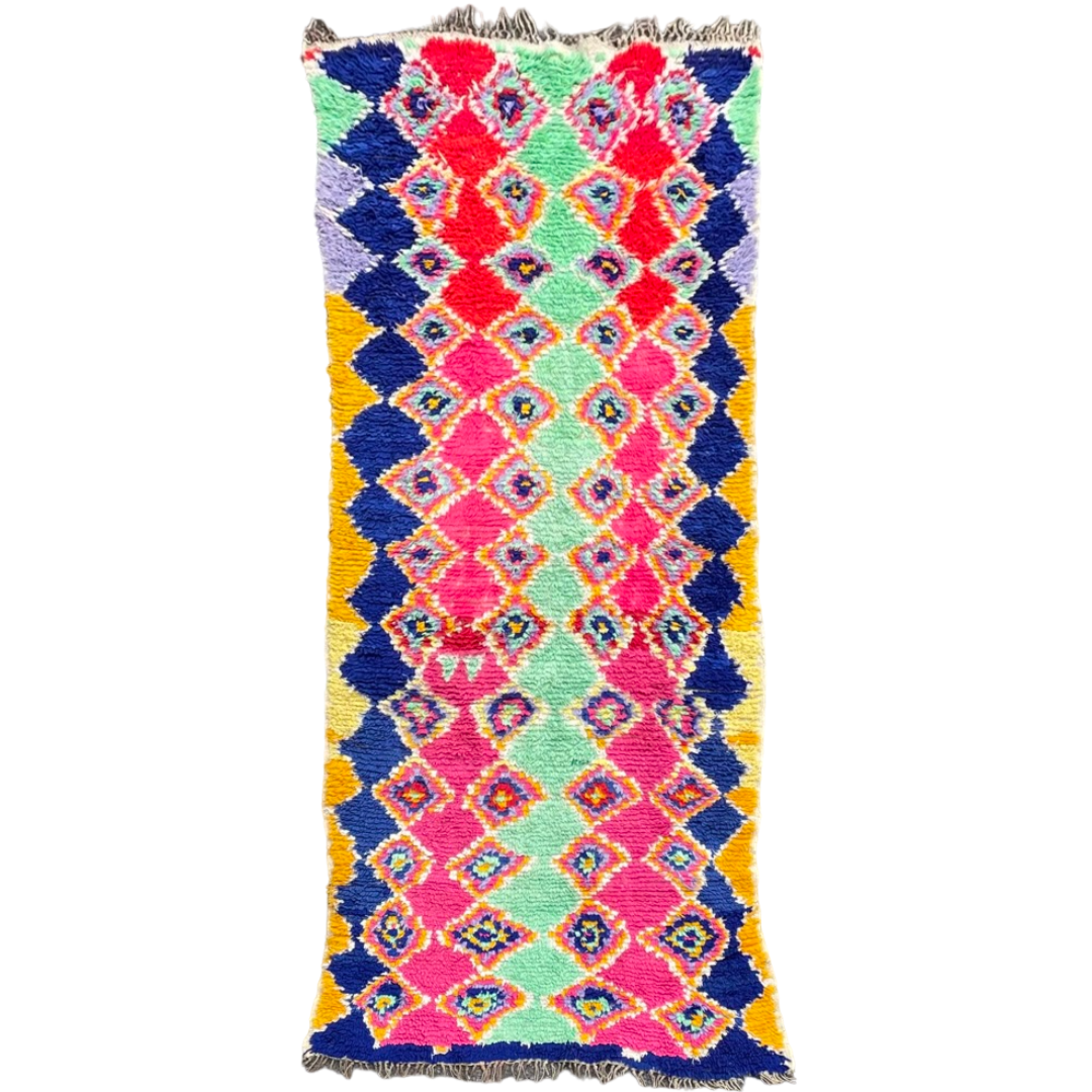 1970s Moroccan Boucherouite Berber Rug