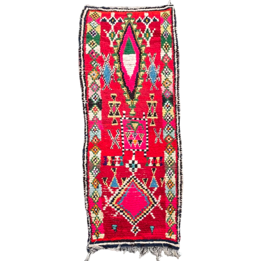 Vintage Moroccan Boucherouite Berber Rug 90x235 cm