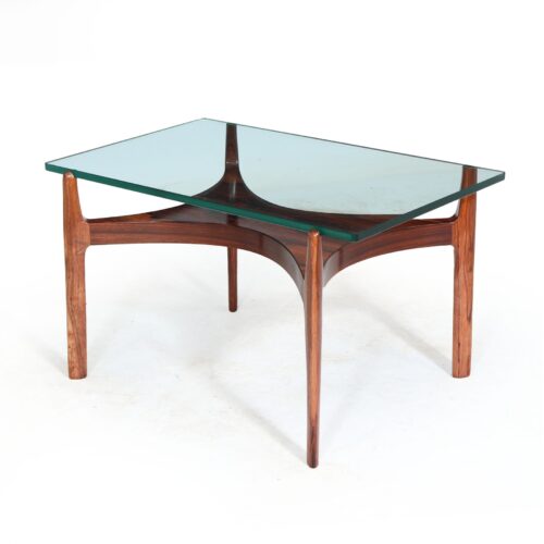 Scupltural Danish Rosewood & Glass Coffee Table By Sven Ellekar