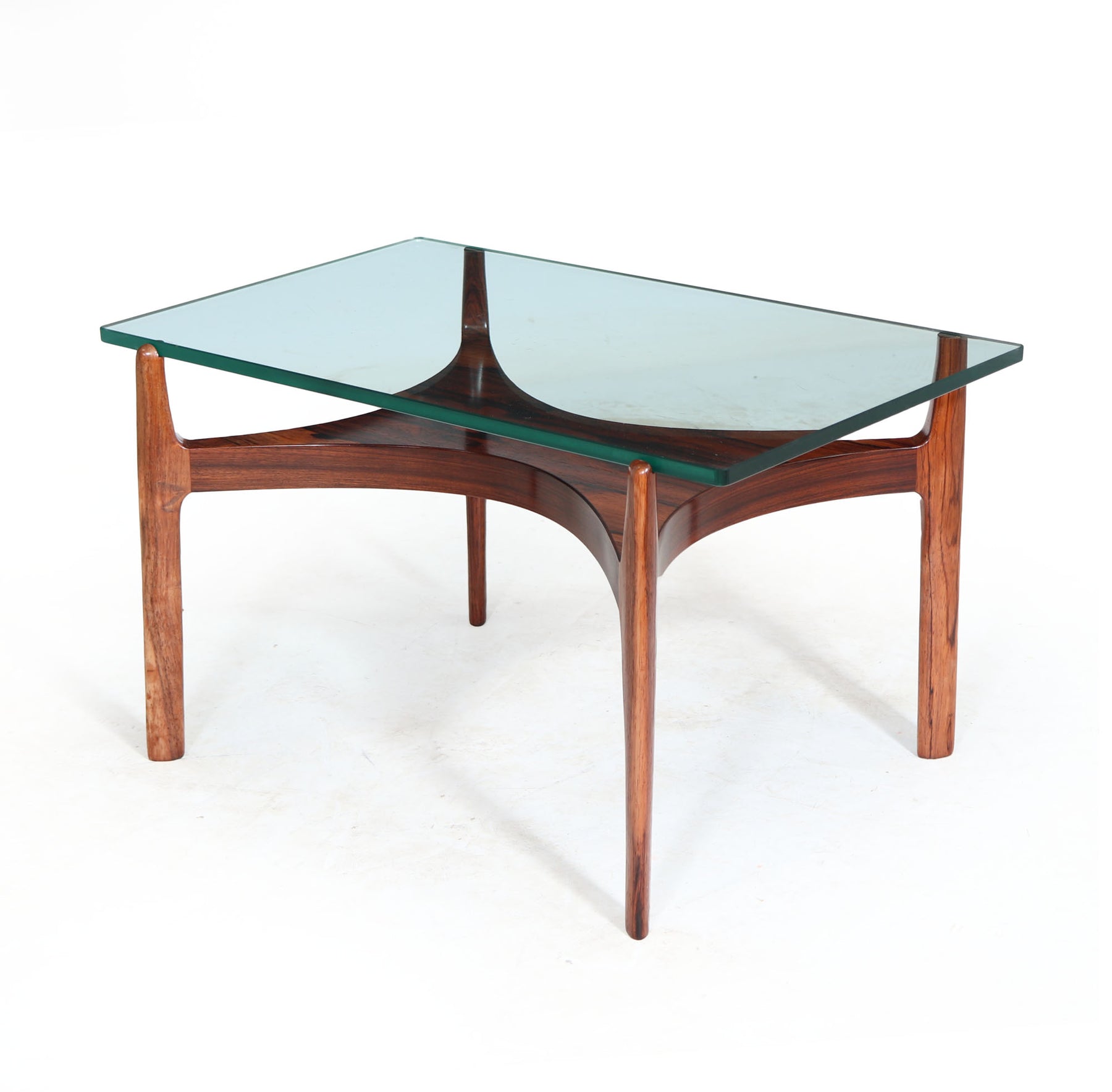 Scupltural Danish Rosewood & Glass Coffee Table By Sven Ellekar