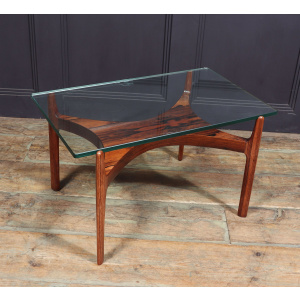 Scupltural Danish Rosewood & Glass Coffee Table By Sven Ellekar