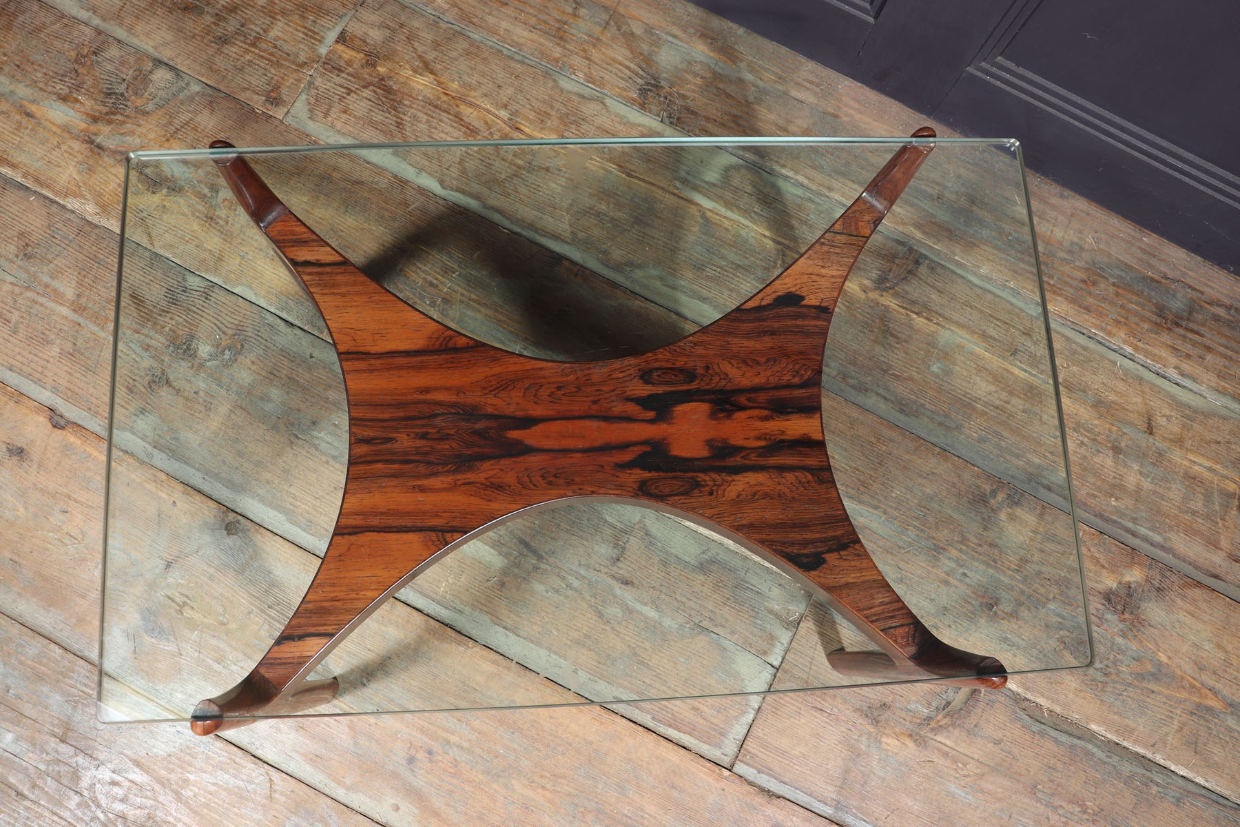 Scupltural Danish Rosewood & Glass Coffee Table By Sven Ellekar